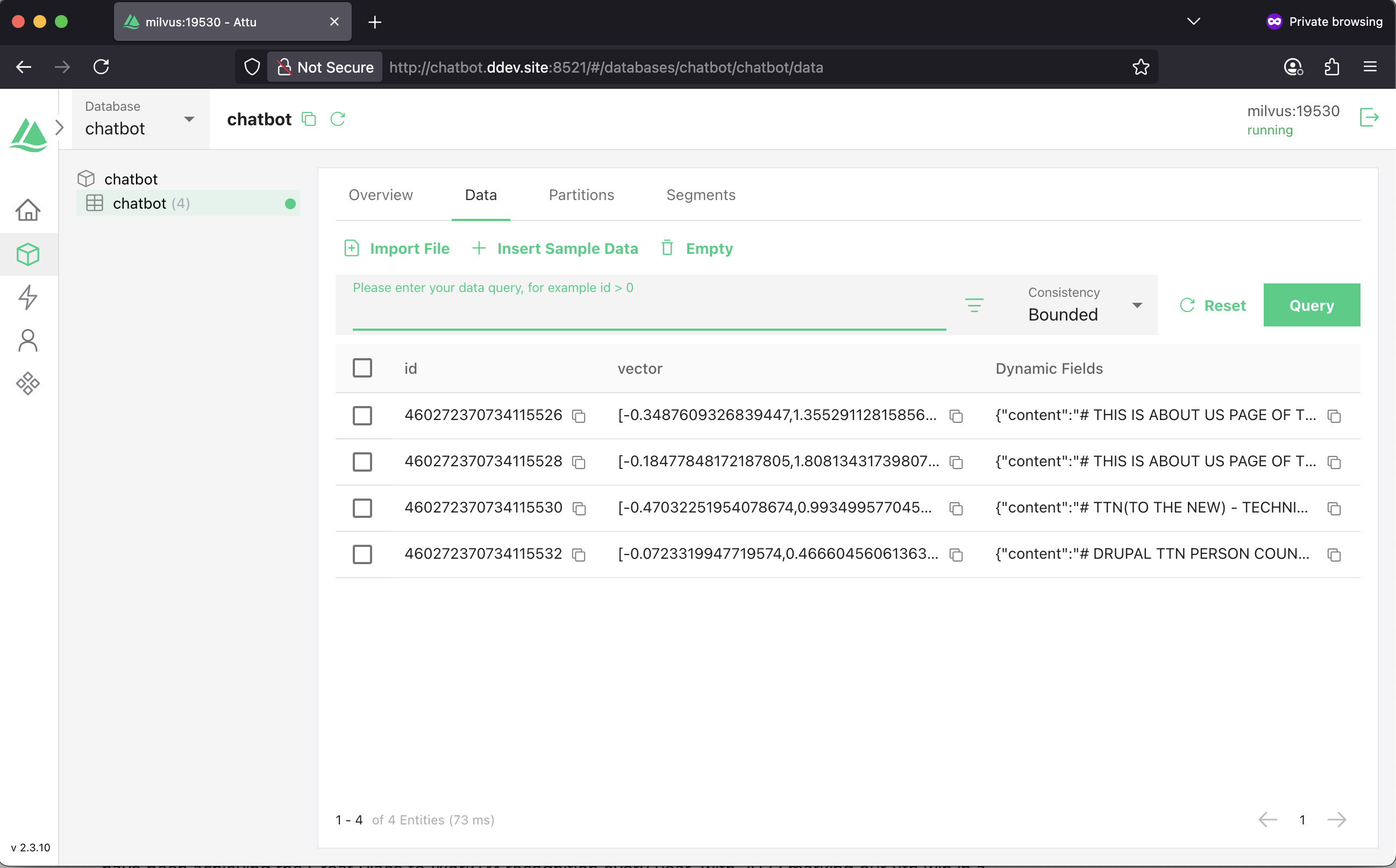 Milvus DB UI